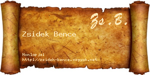 Zsidek Bence névjegykártya